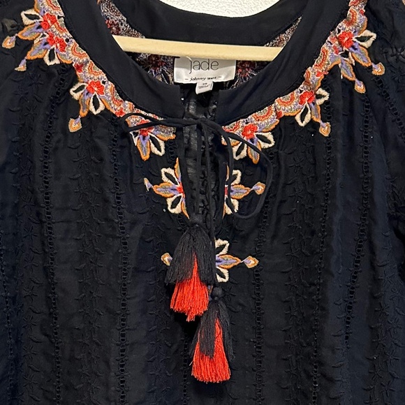 Johnny Was Embroidered Long Sleeve Black Blouse Size XS - Picture 9 of 16